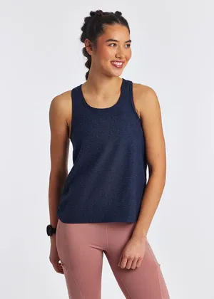 OISELLE RUNNING, INC. LUX BOXY RACERBACK INK BLUE